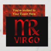 Invitation Symbole de l'Horoscope de la Vierge Rouge (Devant / Derrière)