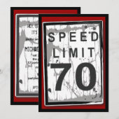 Invitation Symbole de limitation de vitesse de la fête du 70e (Devant / Derrière)