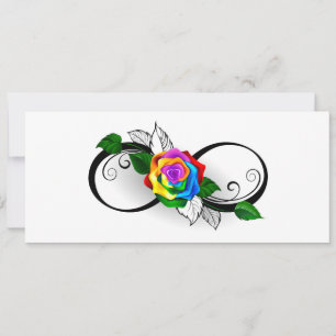 Invitation Symbole de l'infini avec rose arc-en-ciel