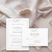 Invitation Symbole de l'infini Monogramme Mariage Blanc Gris 