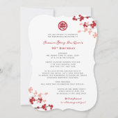 Invitation Symbole de longévité des fleurs de cerises Anniver (Dos)