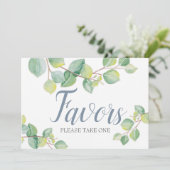 Invitation Symbole de mariage vert Eucalyptus Favor (Debout devant)