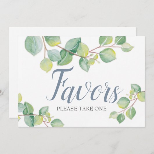 Invitation Symbole de mariage vert Eucalyptus Favor (Devant / Derrière)