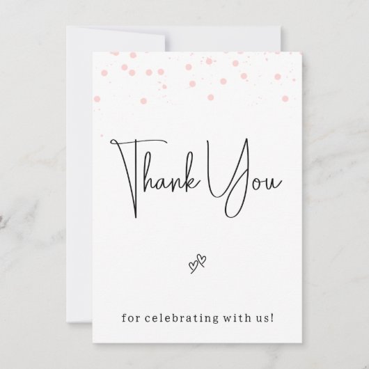 Invitation Symbole de Merci moderne avec points roses (Devant)