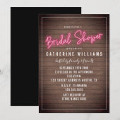 Invitation SYMBOLE DE NEON Fête de l'mariée EN PLAQUE DE BOIS (Devant / Derrière)