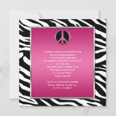 Invitation Symbole de paix rose doux 16 zèbres noirs (Dos)