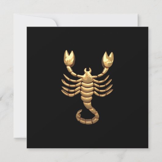 Invitation Symbole de Scorpion du Zodiaque en Ton Doré (Devant)