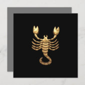 Invitation Symbole de Scorpion du Zodiaque en Ton Doré (Devant / Derrière)