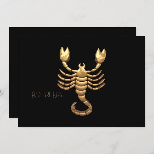 Invitation Symbole de scorpion or Tone Zodiac (Devant / Derrière)