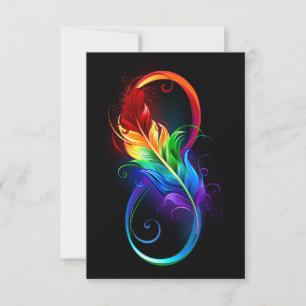 Invitation Symbole d'infini avec plume arc-en-ciel
