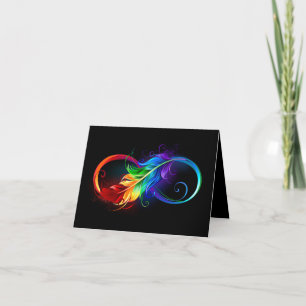 Invitation Symbole d'infini avec plume arc-en-ciel