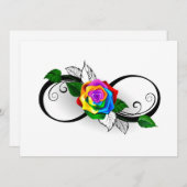 Invitation Symbole d'infini avec Rose arc-en-ciel (Devant / Derrière)