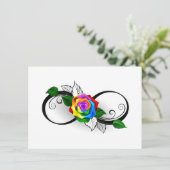 Invitation Symbole d'infini avec Rose arc-en-ciel (Debout devant)