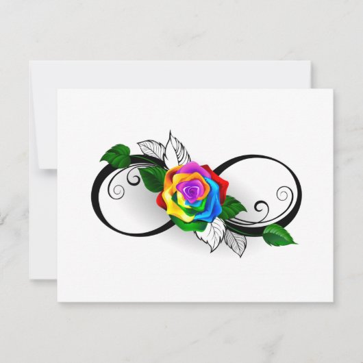 Invitation Symbole d'infini avec Rose arc-en-ciel (Devant)