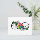Invitation Symbole d'infini avec Rose arc-en-ciel (Debout devant)