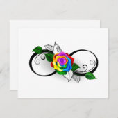 Invitation Symbole d'infini avec Rose arc-en-ciel (Devant / Derrière)