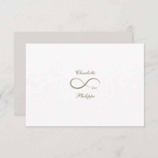 Invitation Symbole d'infini Blanc Gris Or Mariage RSVP (Devant / Derrière)