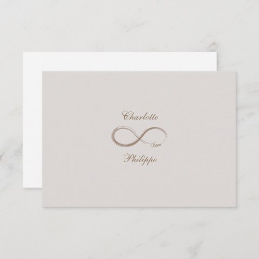 Invitation Symbole d'infini Gold White Grey mariage RSVP (Devant / Derrière)