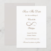 Symbole d'infini Or Blanc Save The Date Mariage