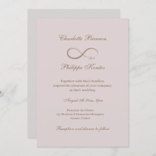 Invitation Symbole d'infinité Dusty rose gris or élégant mari
