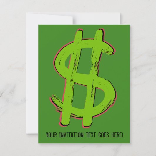 Invitation Symbole Dollar Vert (Devant)