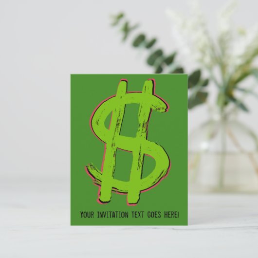 Invitation Symbole Dollar Vert (Debout devant)