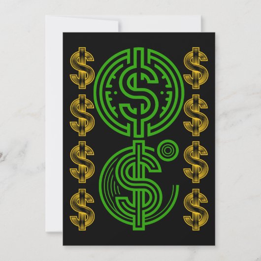 Invitation Symbole Dollar Vert - Icône Dollar Or (Devant)