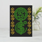 Invitation Symbole Dollar Vert - Icône Dollar Or (Debout devant)