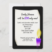 Invitation Symbole du 100e anniversaire du néon avec bougie (Dos)