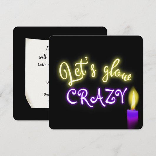 Invitation Symbole du 50e anniversaire du néon avec bougie (Devant / Derrière)