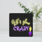 Invitation Symbole du 50e anniversaire du néon avec bougie (Debout devant)