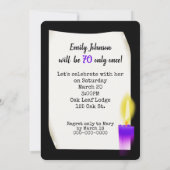 Invitation Symbole du 70e anniversaire du néon avec bougie (Dos)