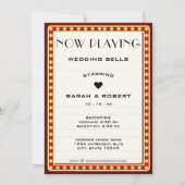 Invitation Symbole du cinéma rétro Mariage rouge (Devant)