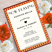 Invitation Symbole du cinéma rétro Mariage rouge