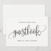 Invitation Symbole du livre d'or - Lovely Calligraphy (Devant / Derrière)