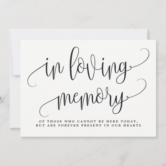Invitation Symbole en mémoire amoureuse - Jolie calligraphie (Devant)