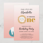 INVITATION SYMBOLE FILLE LEO JOUR PREMIER ANNIVERSAIRE (Devant / Derrière)