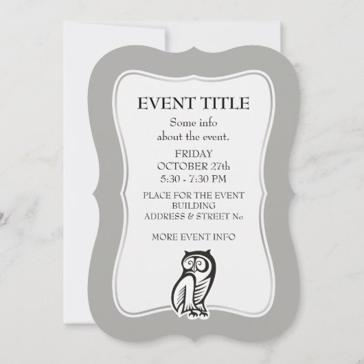 Invitation Symbole hibou noir (Dos)
