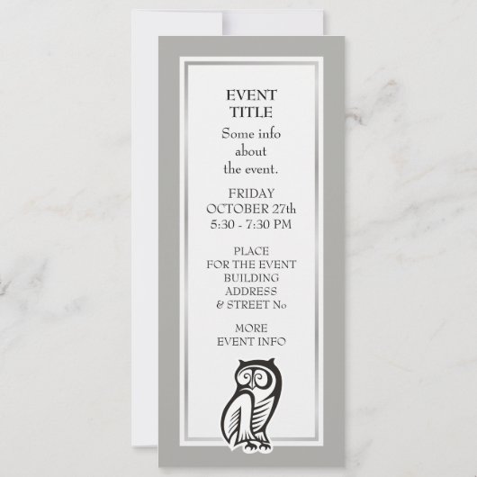 Invitation Symbole hibou noir (Dos)
