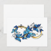 Invitation Symbole infini de papillons Morpho bleus (Devant / Derrière)