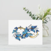 Invitation Symbole infini de papillons Morpho bleus (Debout devant)