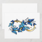Invitation Symbole infini de papillons Morpho bleus (Devant / Derrière)