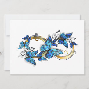 Invitation Symbole infini de papillons Morpho bleus