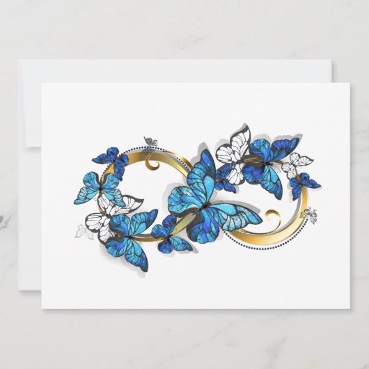 Invitation Symbole infini de papillons Morpho bleus (Devant)