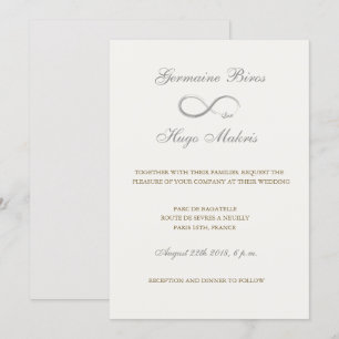 Invitation Symbole infini ivoire gris or élégant mariage