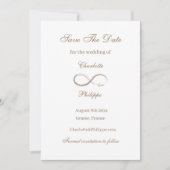 Invitation Symbole Infini Or Blanc Enregistrer La Date Mariag (Devant)