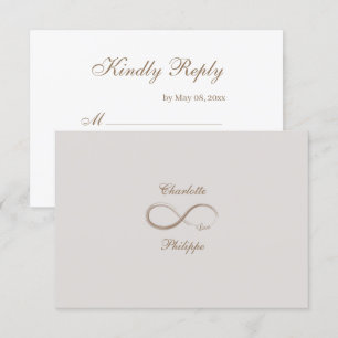 Invitation Symbole infini Or Blanc Gris réponse mariage RSVP
