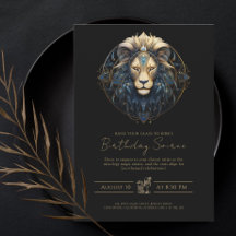 Symbole Lion moderne Zodiac Soleil Or Noir Lion