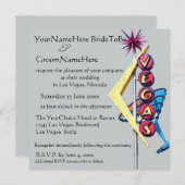 Invitation SYMBOLE Mariage Neon de Las Vegas en gris argenté (Devant / Derrière)