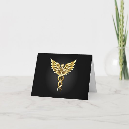 Invitation Symbole Polygonal Or Caduceus (Devant)